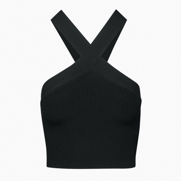 Babaton Cross Neck Ribbed Top - Picture 1 of 7